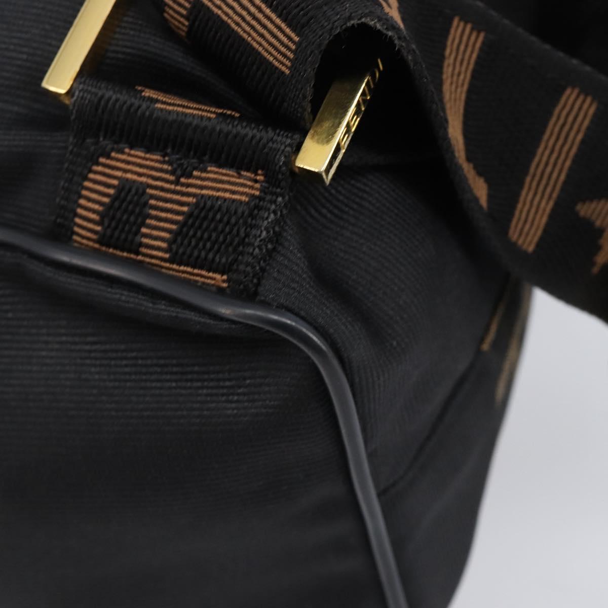 FENDI Backpack Nylon Black Gold Auth 205202A