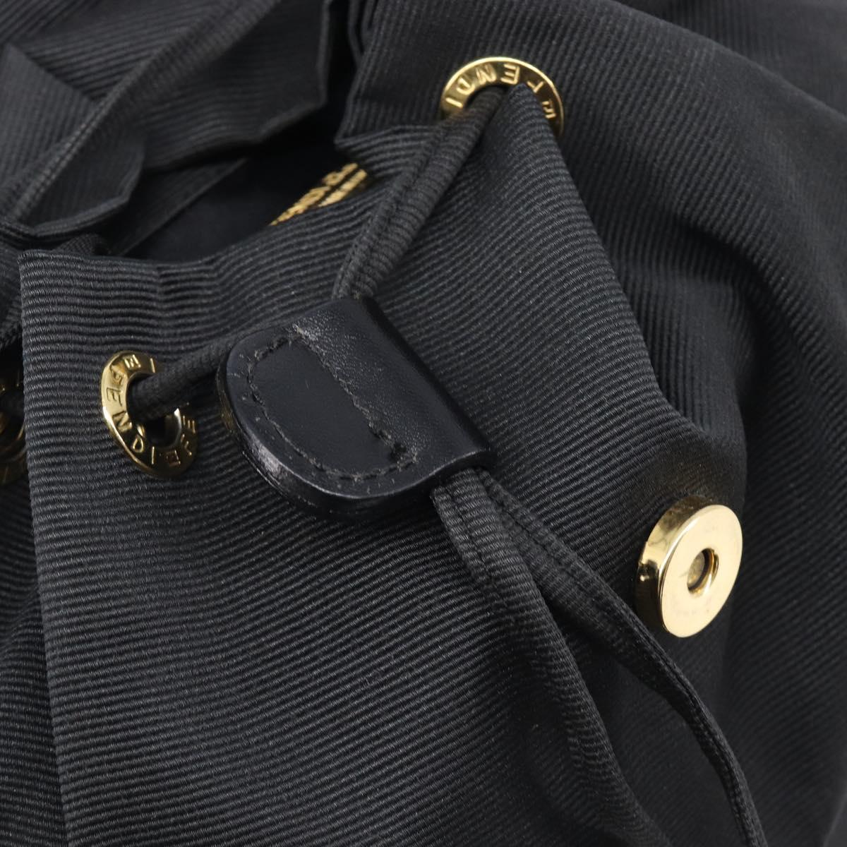 FENDI Backpack Nylon Black Gold Auth 205202A