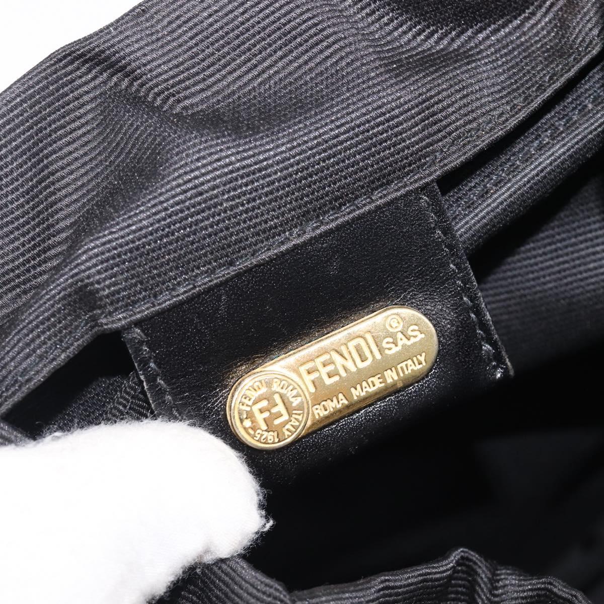 FENDI Backpack Nylon Black Gold Auth 205202A