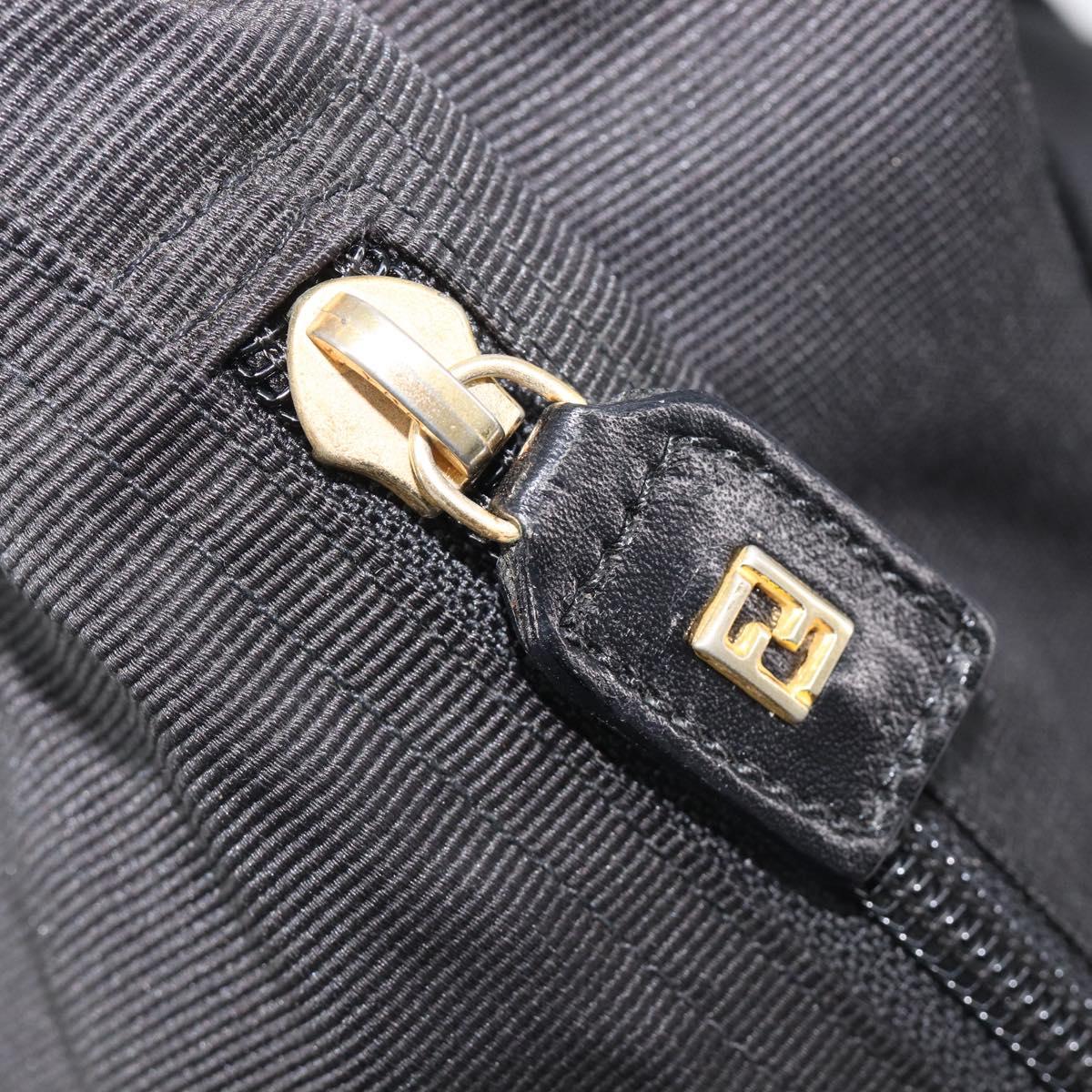 FENDI Backpack Nylon Black Gold Auth 205202A
