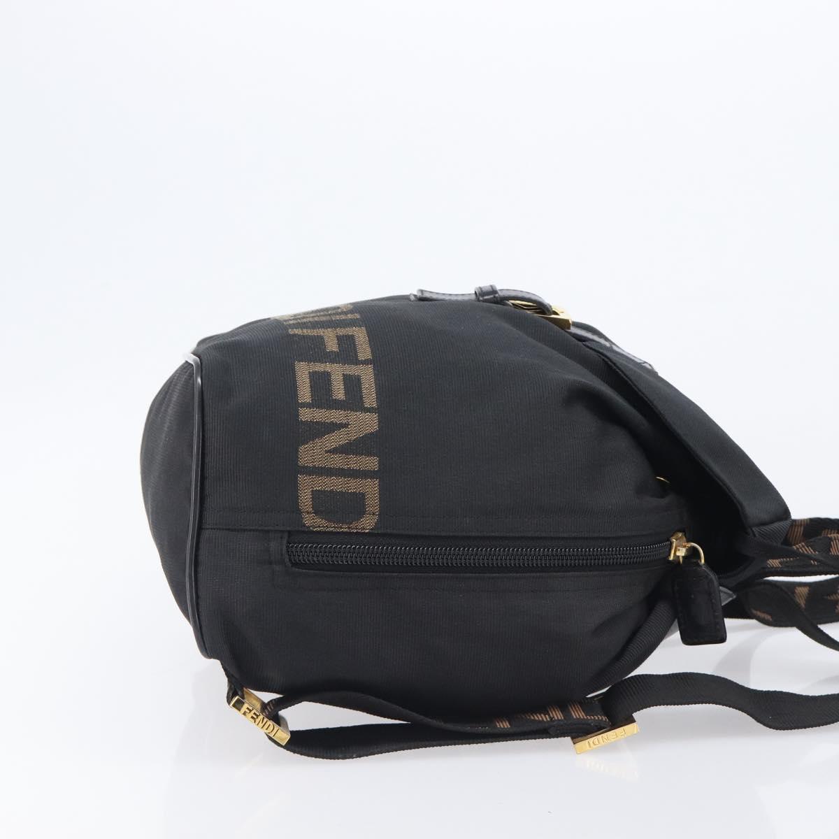 FENDI Backpack Nylon Black Gold Auth 205202A