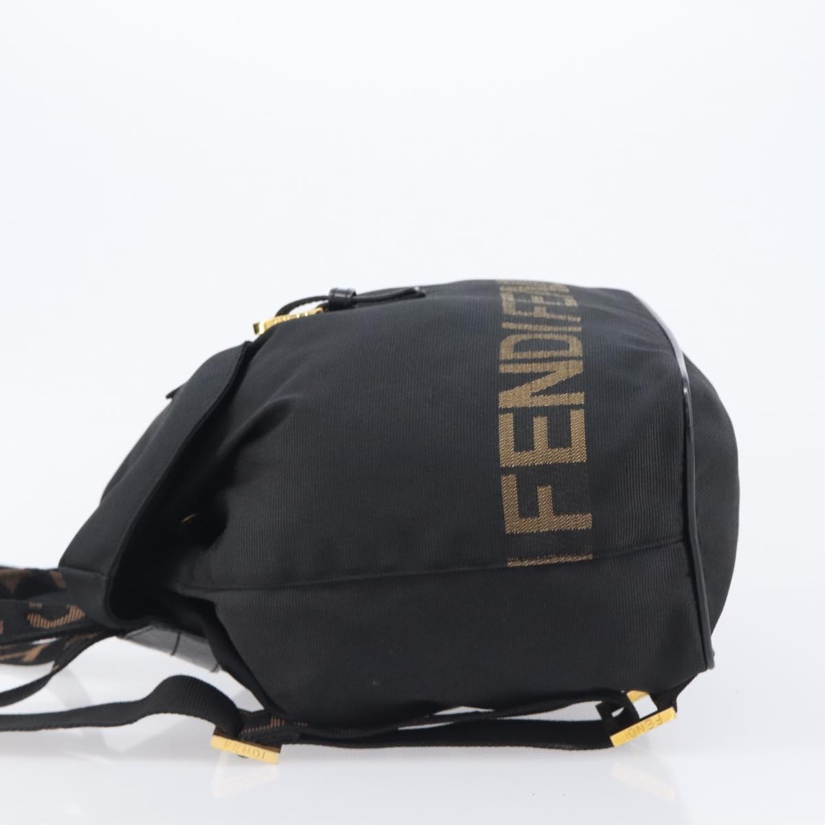 FENDI Backpack Nylon Black Gold Auth 205202A