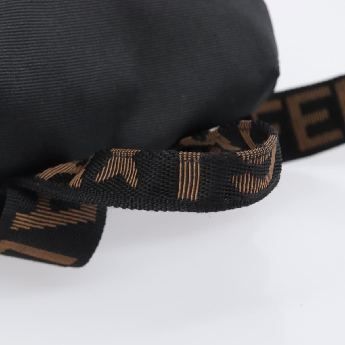 FENDI Backpack Nylon Black Gold Auth 205202A