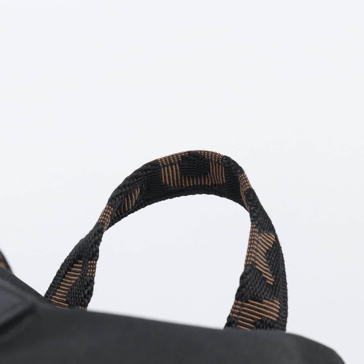 FENDI Backpack Nylon Black Gold Auth 205202A