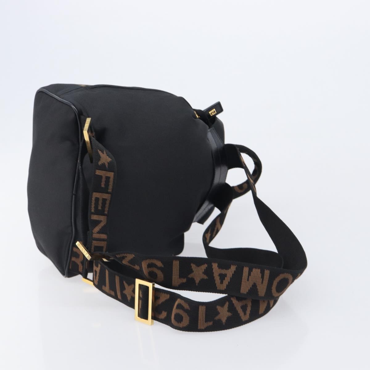 FENDI Backpack Nylon Black Gold Auth 205202A