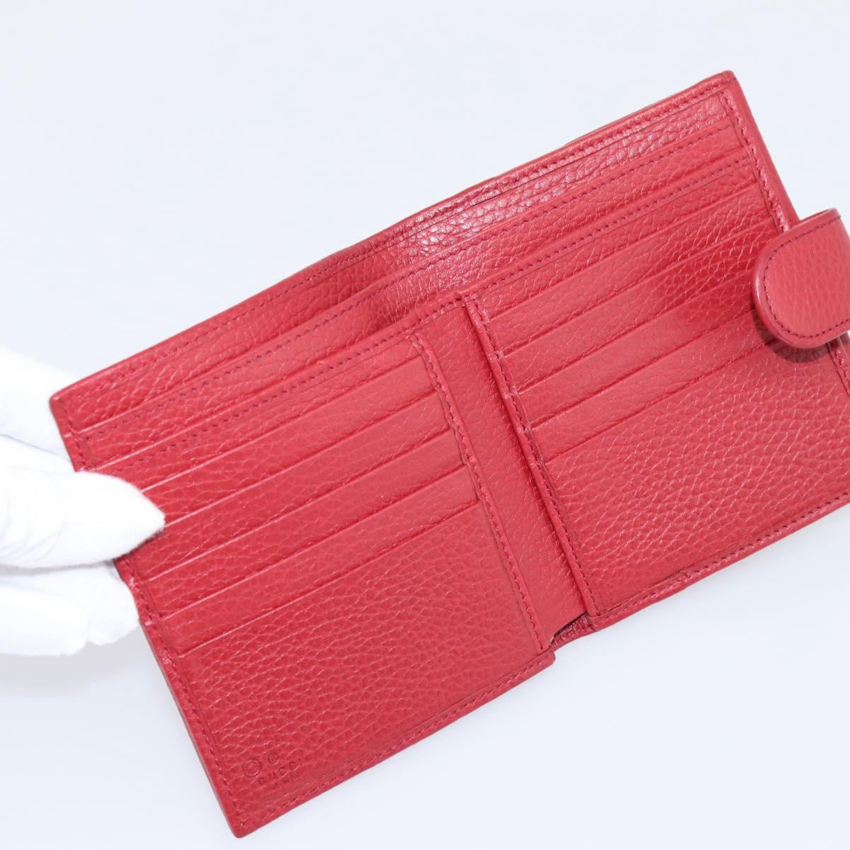 GUCCI Interlocking Bifold Wallet Leather Red Gold Beige 615525 Auth 205205V