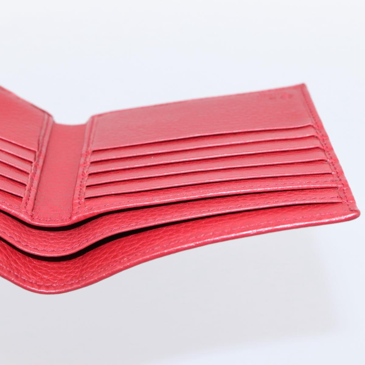 GUCCI Interlocking Bifold Wallet Leather Red Gold Beige 615525 Auth 205205V