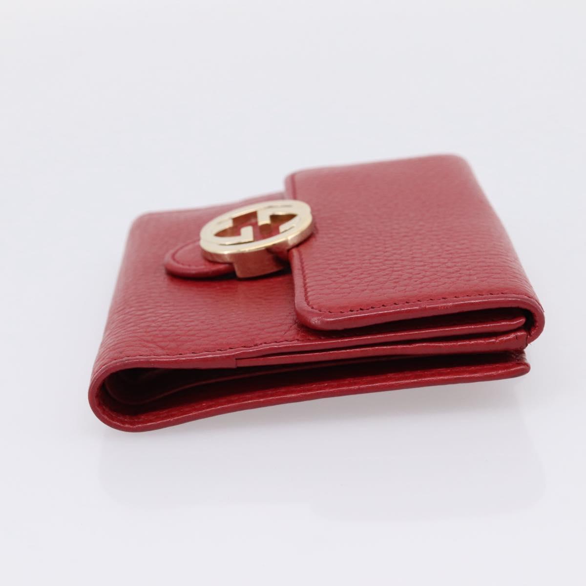 GUCCI Interlocking Bifold Wallet Leather Red Gold Beige 615525 Auth 205205V