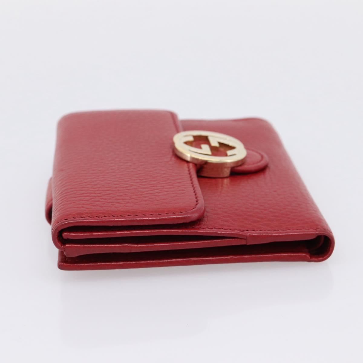 GUCCI Interlocking Bifold Wallet Leather Red Gold Beige 615525 Auth 205205V