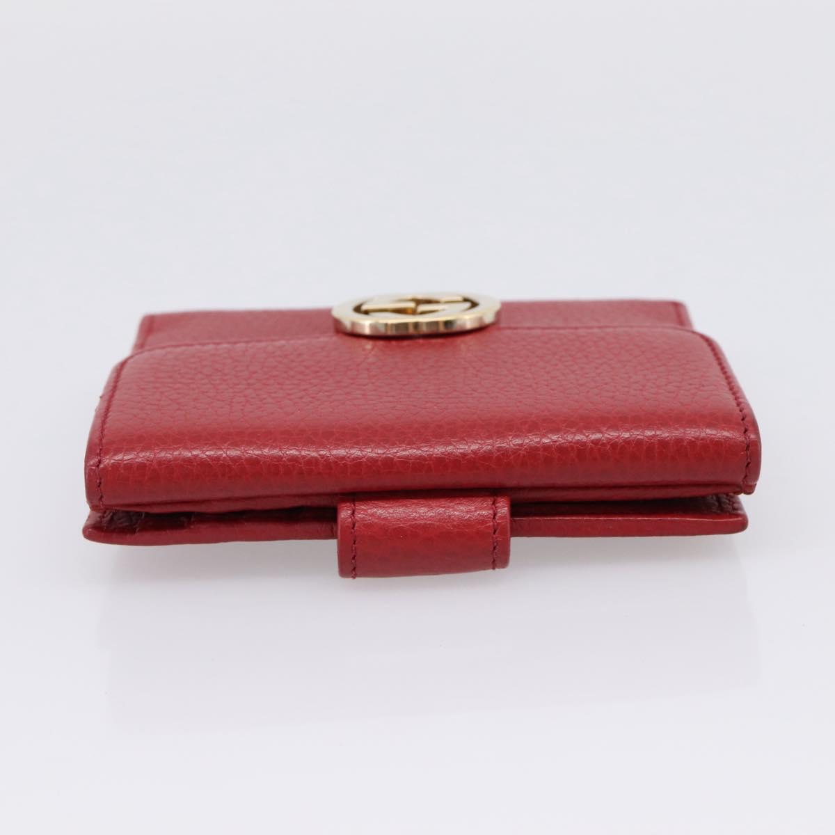 GUCCI Interlocking Bifold Wallet Leather Red Gold Beige 615525 Auth 205205V