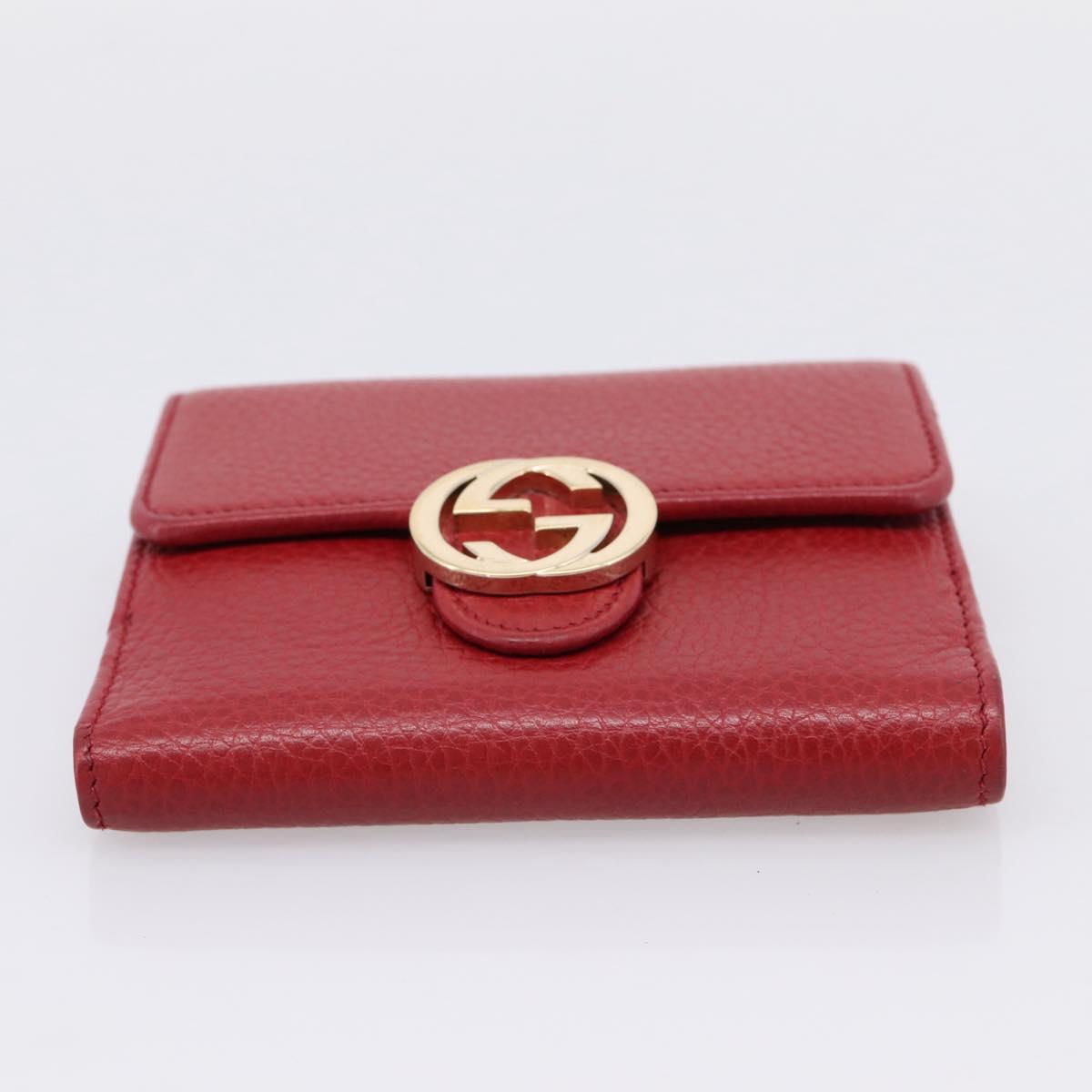 GUCCI Interlocking Bifold Wallet Leather Red Gold Beige 615525 Auth 205205V