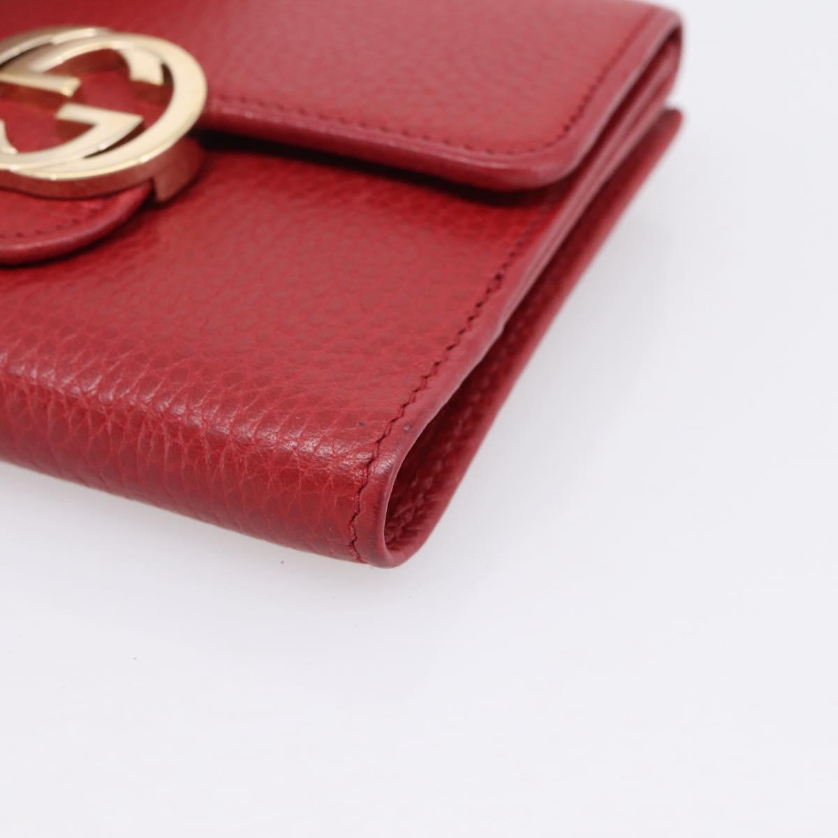 GUCCI Interlocking Bifold Wallet Leather Red Gold Beige 615525 Auth 205205V