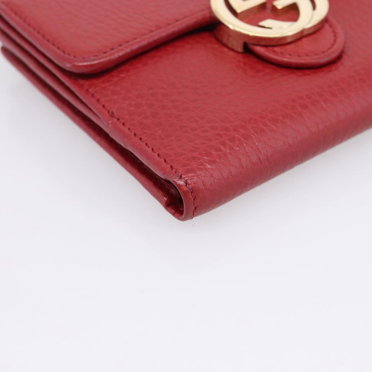 GUCCI Interlocking Bifold Wallet Leather Red Gold Beige 615525 Auth 205205V