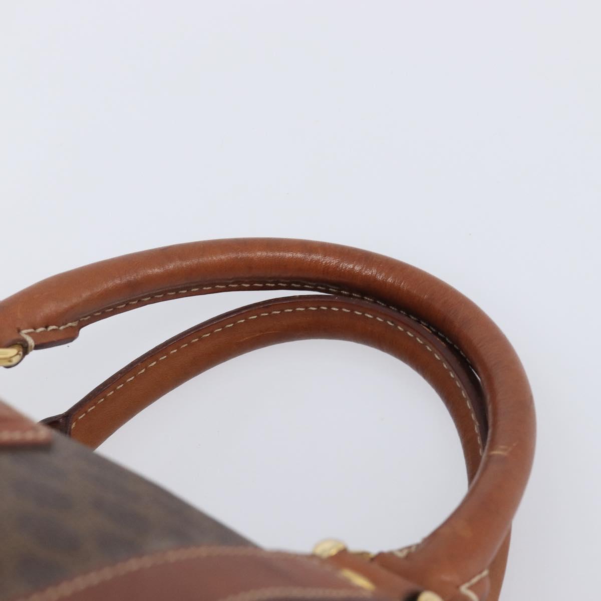 CELINE Macadam Canvas Boston Bag PVC Leather Brown Gold Auth 205213V