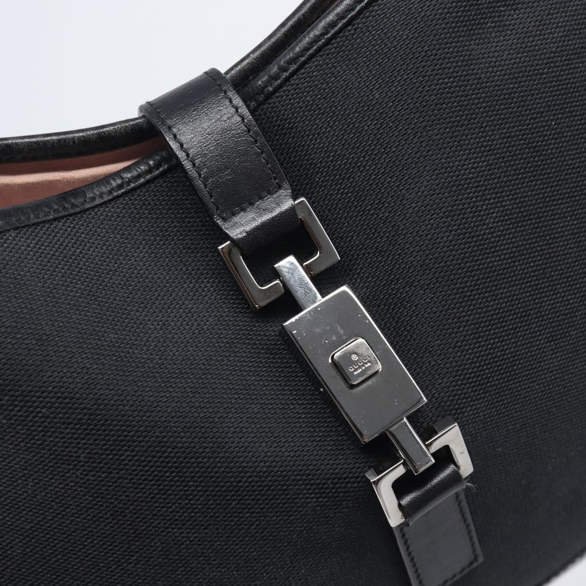 GUCCI Jackie Shoulder Bag Canvas Black Silver 001 3306 Auth 205219V