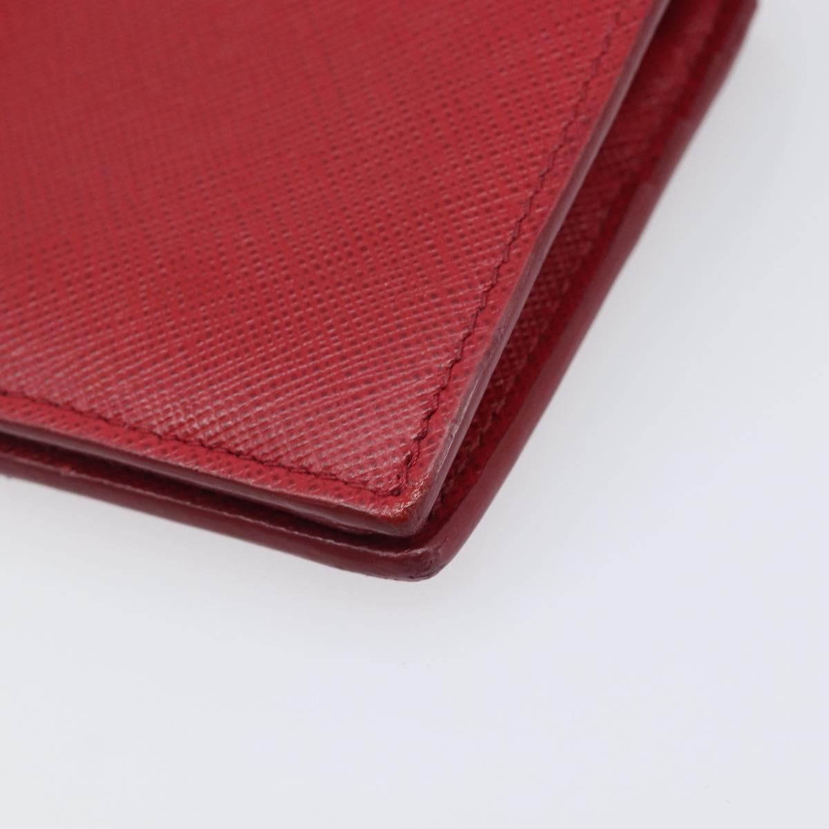 PRADA Bifold Wallet Saffiano leather Red Gold Auth 205224A