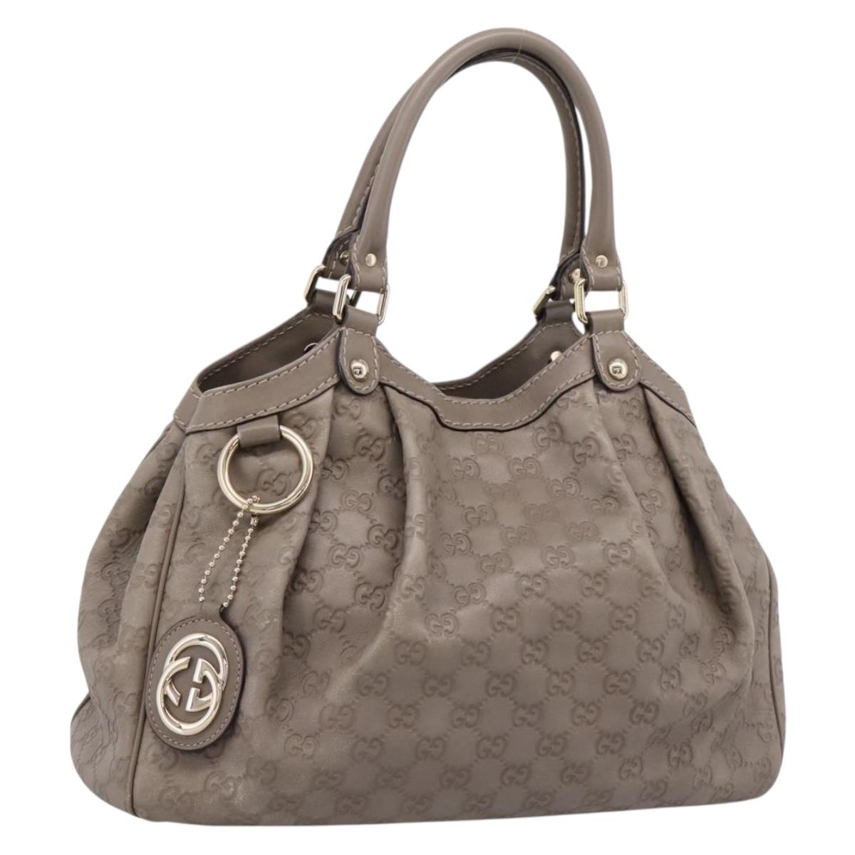 GUCCI GG Canvas Guccissima Tote Bag Leather Gray Gold 211944 Auth 205229V