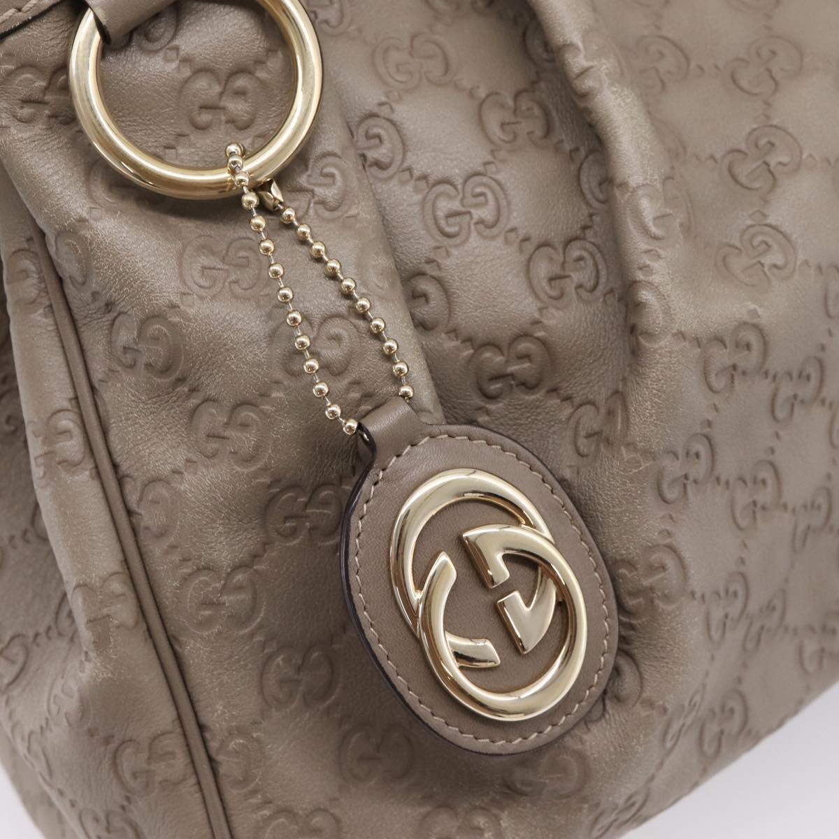 GUCCI GG Canvas Guccissima Tote Bag Leather Gray Gold 211944 Auth 205229V