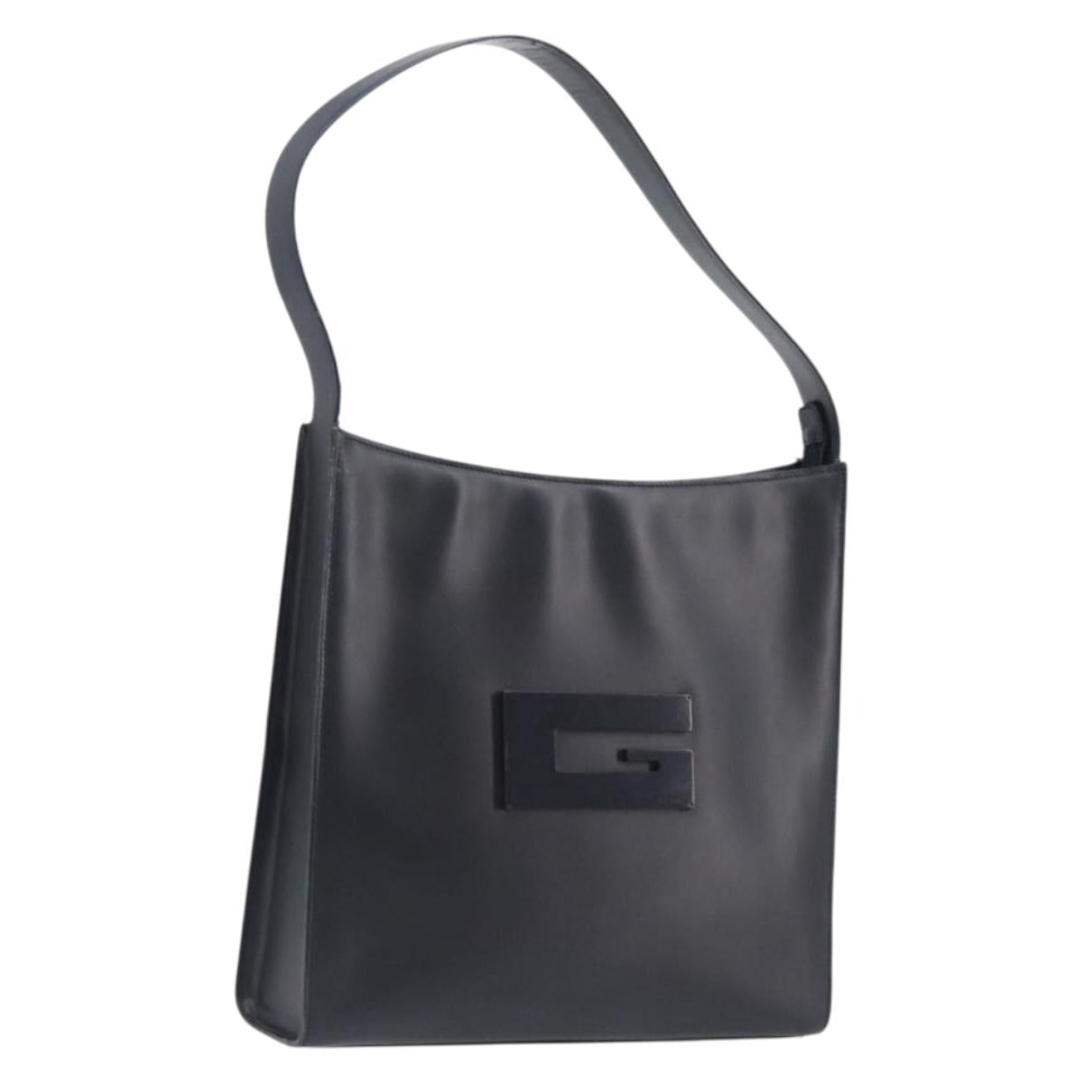 GUCCI Shoulder Bag Patent leather Black Silver Auth 205233