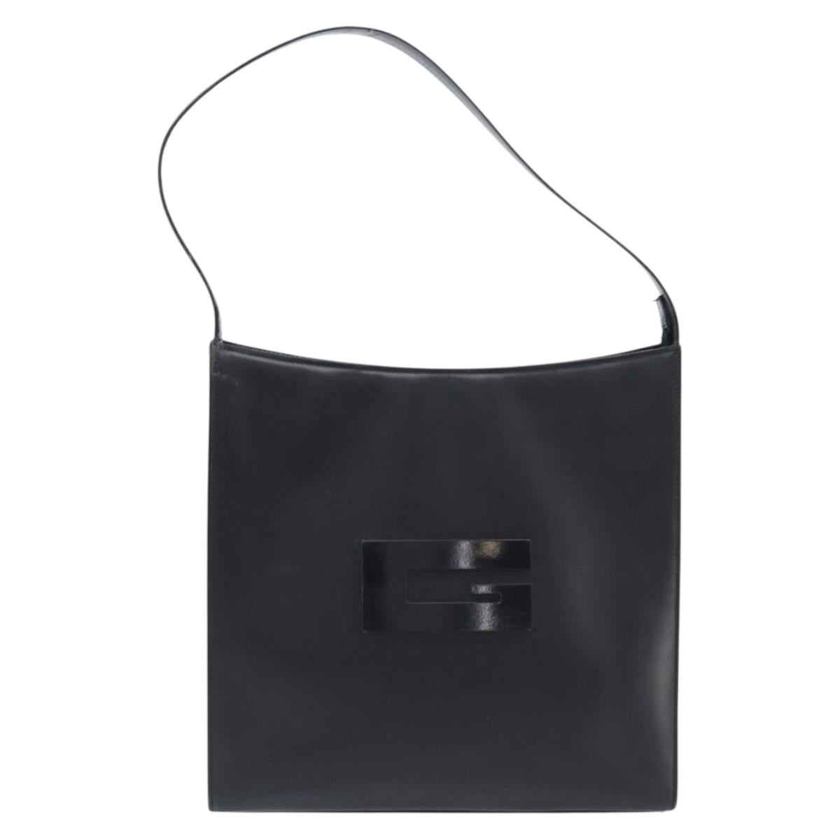 GUCCI Shoulder Bag Patent leather Black Silver Auth 205233