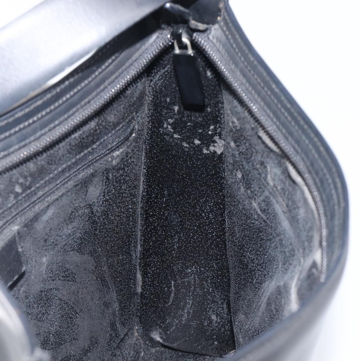 GUCCI Shoulder Bag Patent leather Black Silver Auth 205233