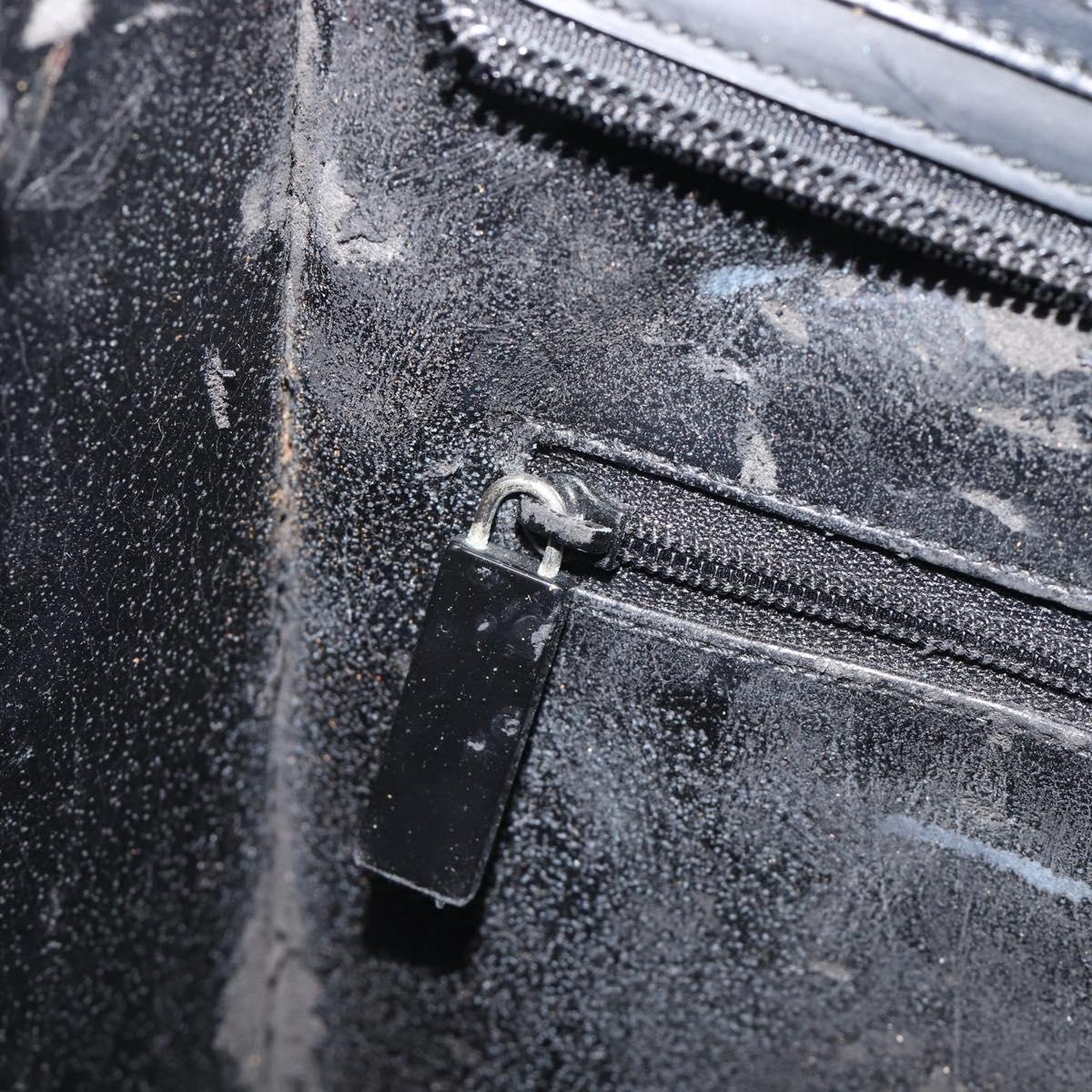GUCCI Shoulder Bag Patent leather Black Silver Auth 205233