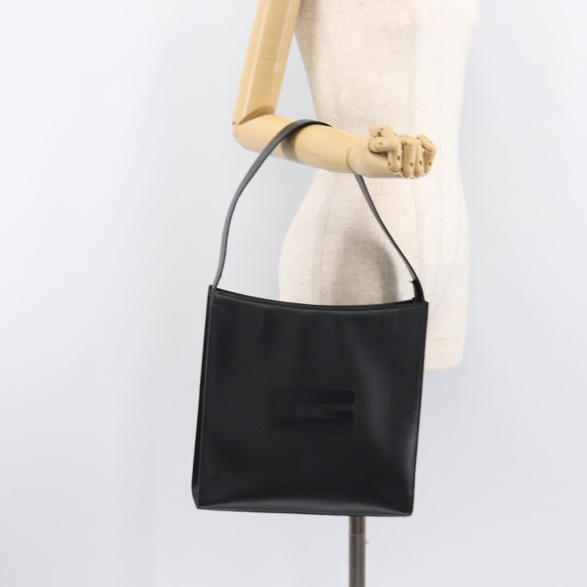 GUCCI Shoulder Bag Patent leather Black Silver Auth 205233