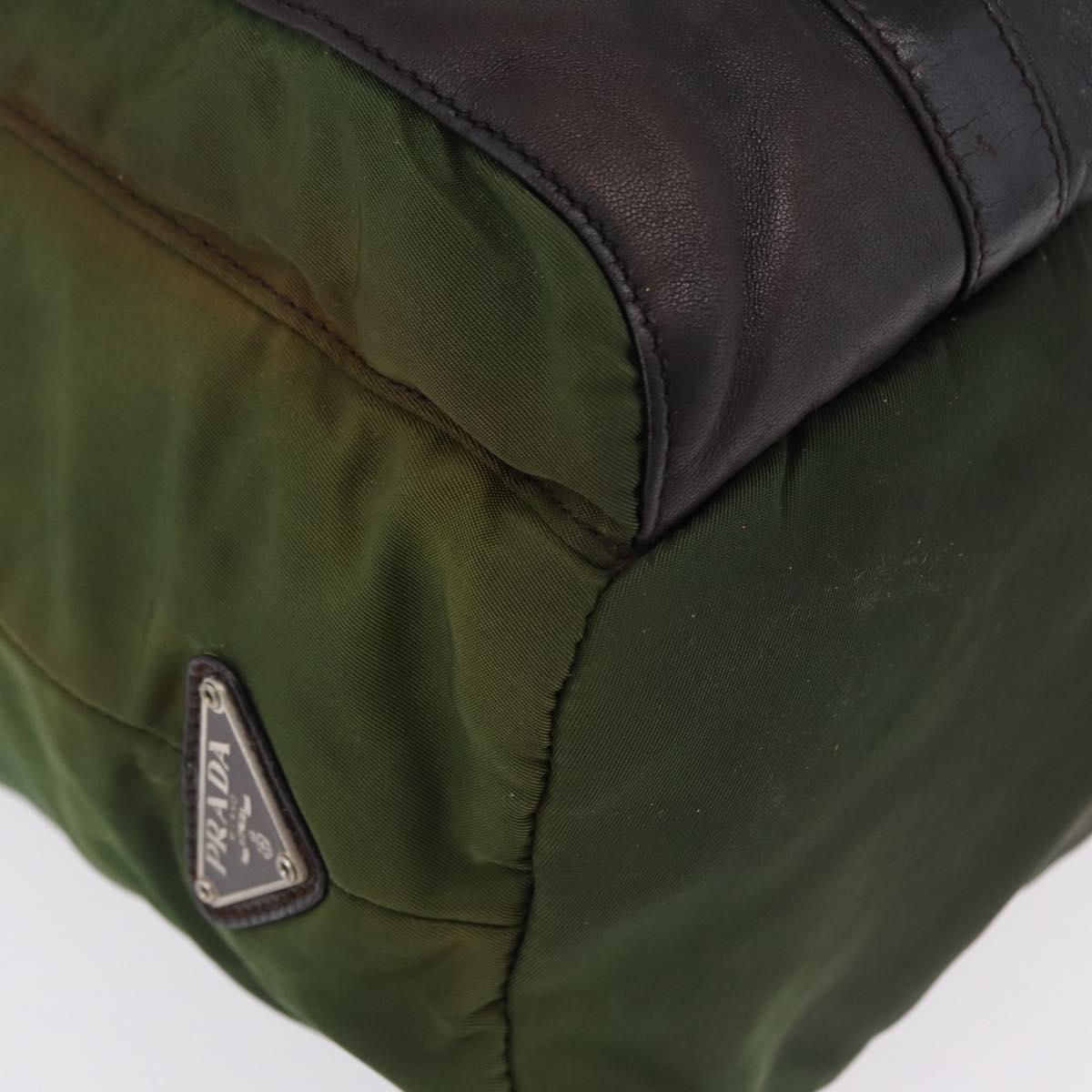 PRADA Backpack Nylon Green Silver Auth 205236