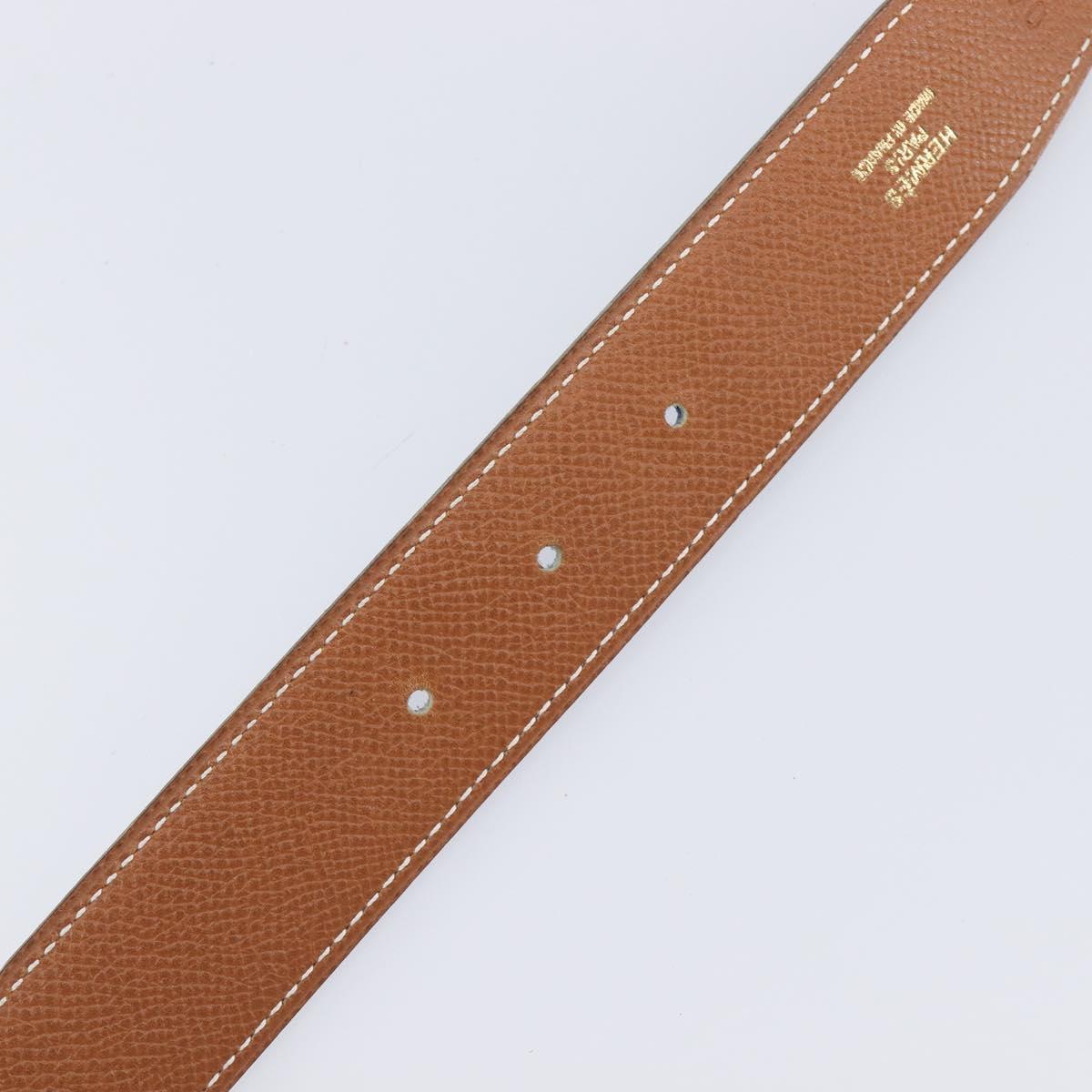 HERMES Constance H Belt Leather 70 Brown Gold Auth 205238V