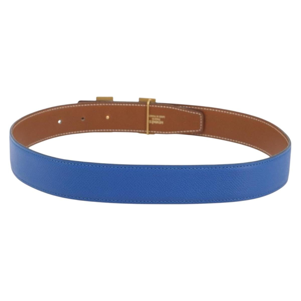 HERMES Constance H Belt Leather 70 Brown Gold Auth 205238V