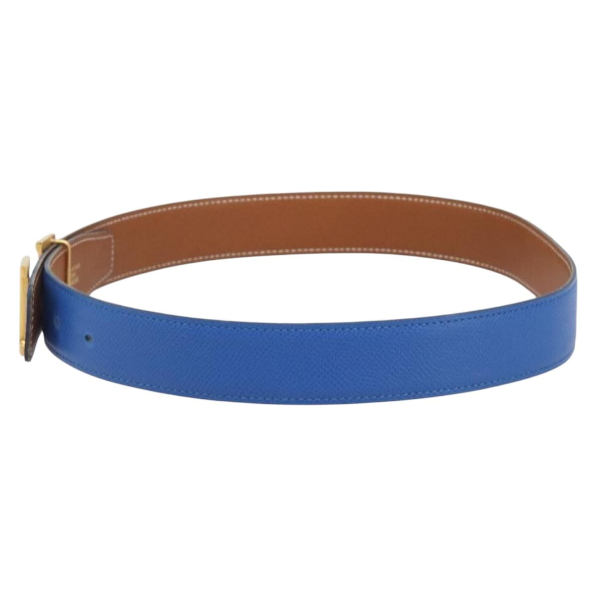 HERMES Constance H Belt Leather 70 Brown Gold Auth 205238V