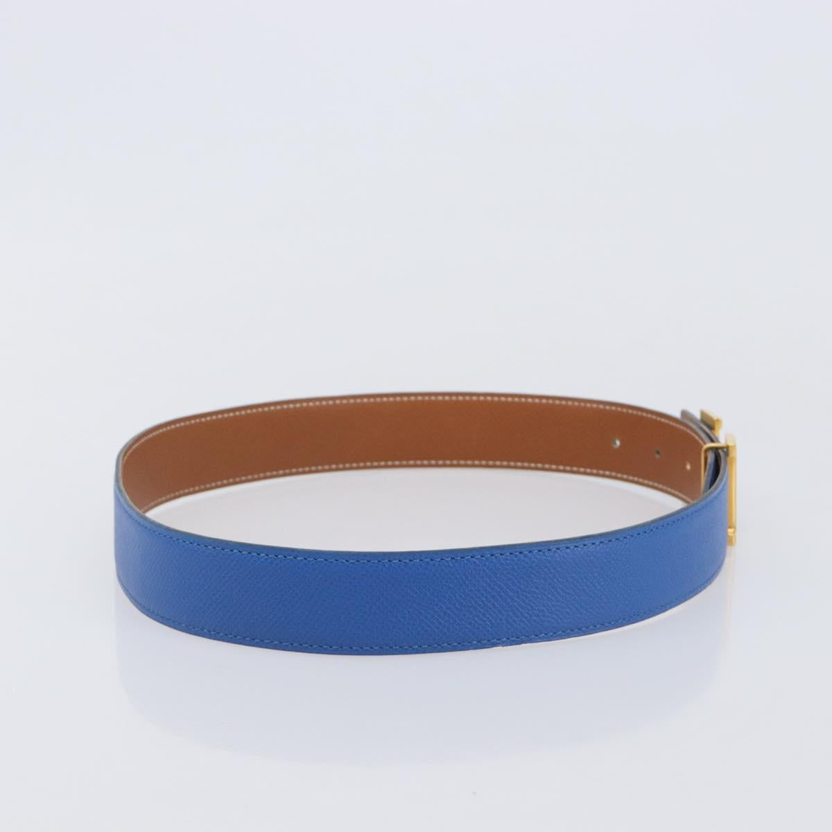 HERMES Constance H Belt Leather 70 Brown Gold Auth 205238V