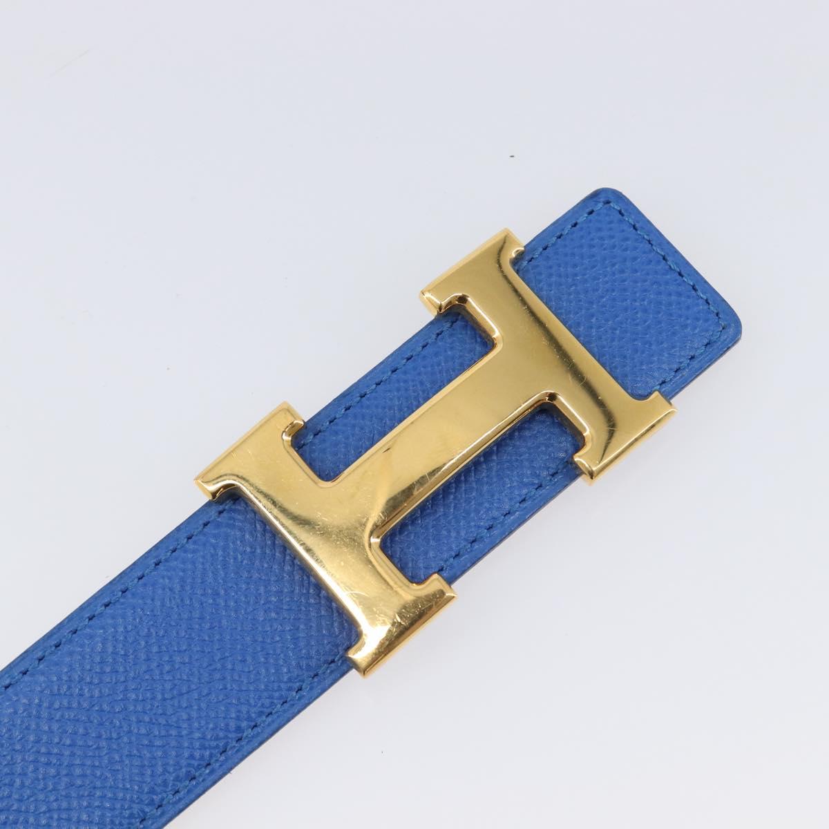 HERMES Constance H Belt Leather 70 Brown Gold Auth 205238V
