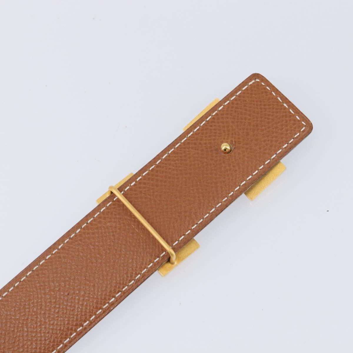 HERMES Constance H Belt Leather 70 Brown Gold Auth 205238V