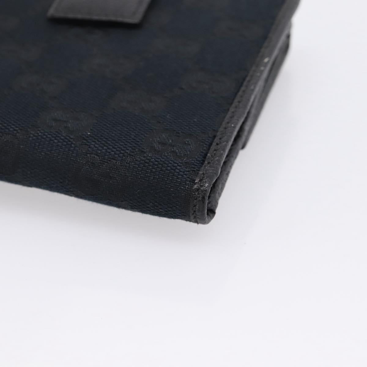 GUCCI GG Canvas Bifold Wallet Black Silver 146195 Auth 205241V