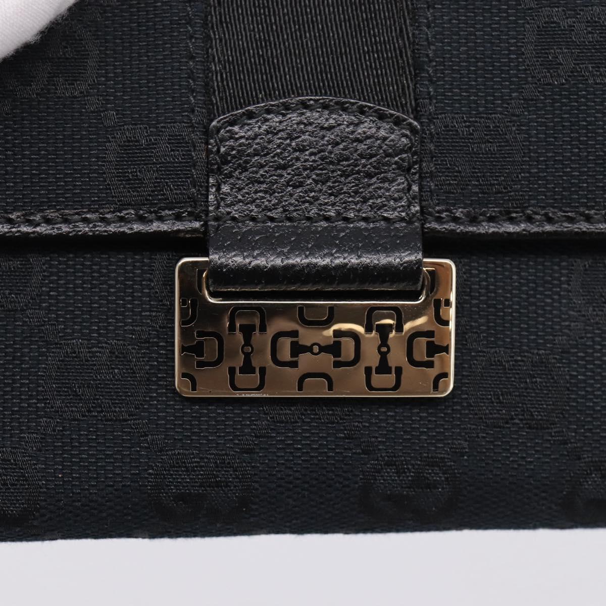 GUCCI GG Canvas Bifold Wallet Black Silver 146195 Auth 205241V