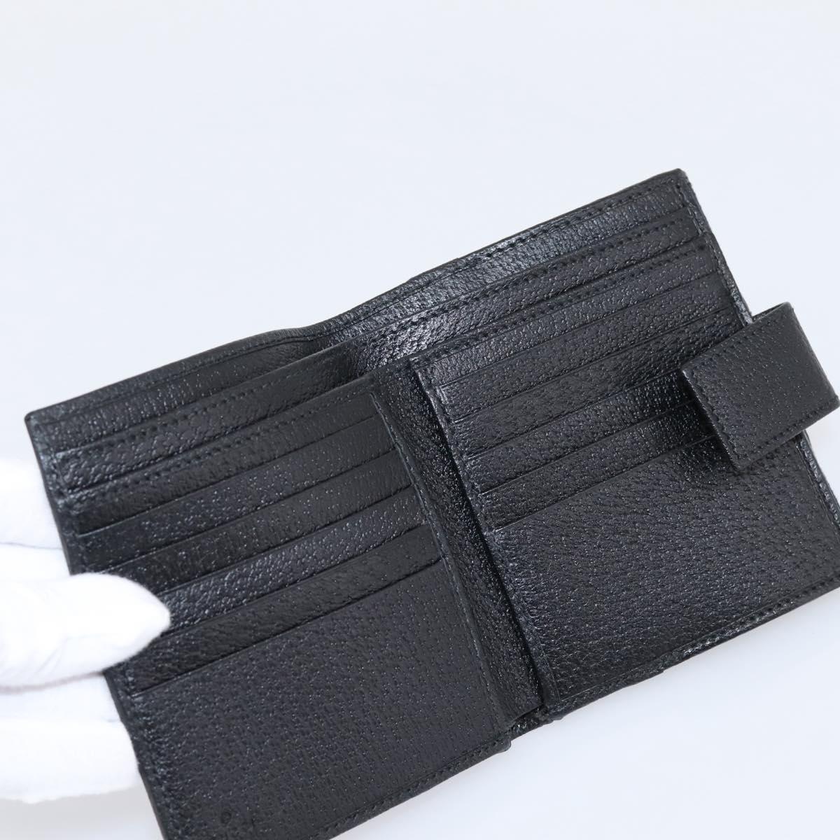 GUCCI GG Canvas Bifold Wallet Black Silver 146195 Auth 205241V