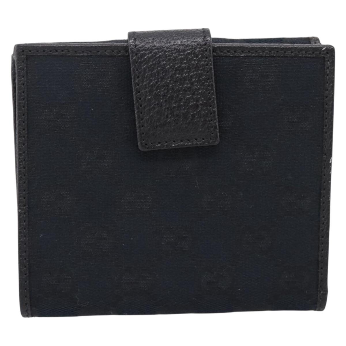 GUCCI GG Canvas Bifold Wallet Black Silver 146195 Auth 205241V