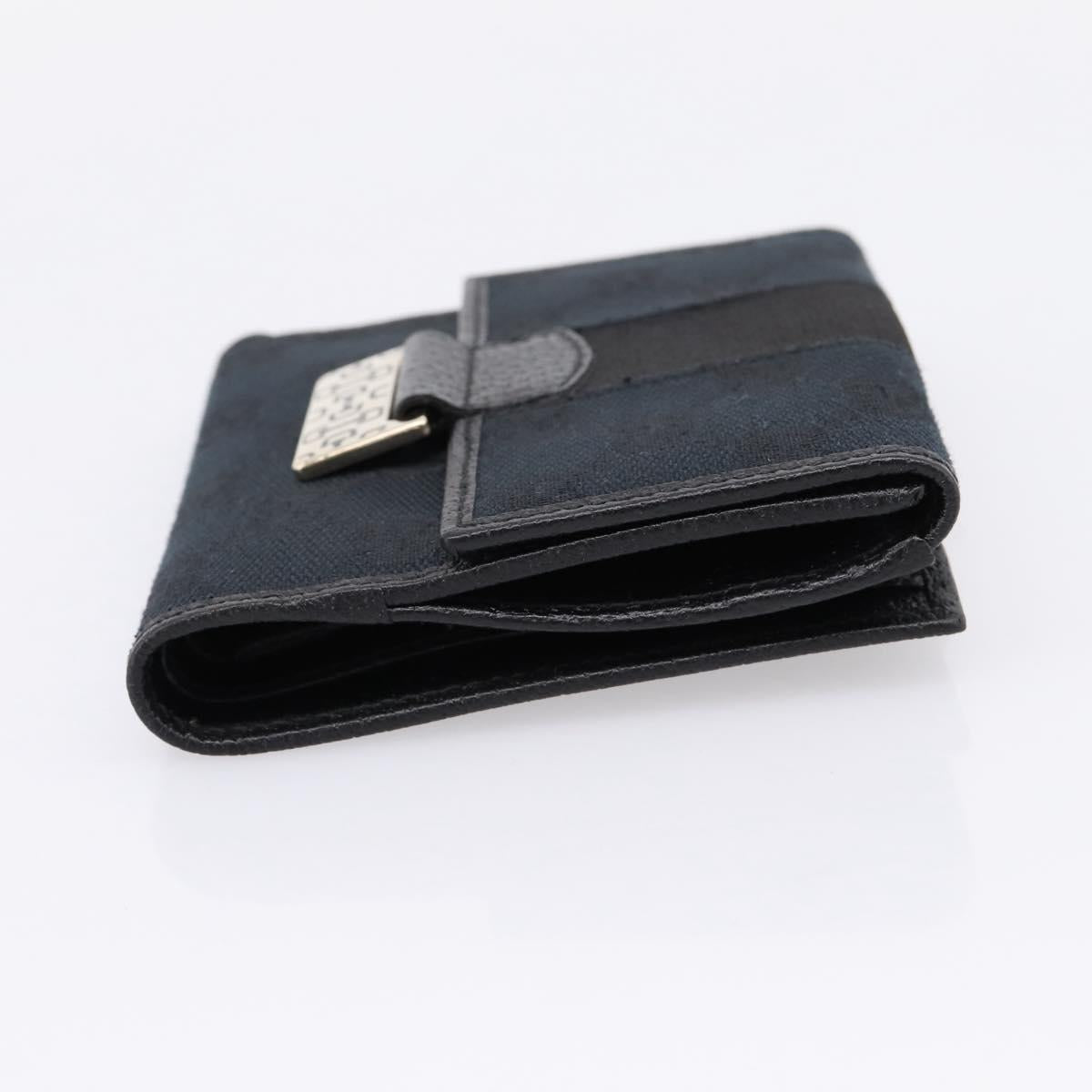 GUCCI GG Canvas Bifold Wallet Black Silver 146195 Auth 205241V