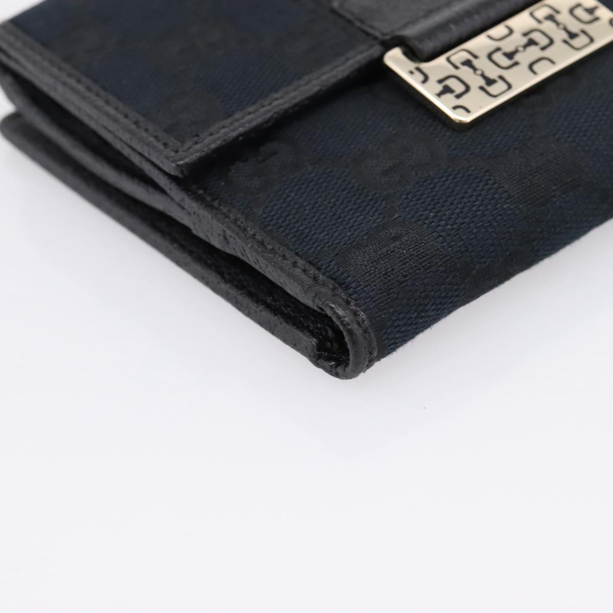 GUCCI GG Canvas Bifold Wallet Black Silver 146195 Auth 205241V