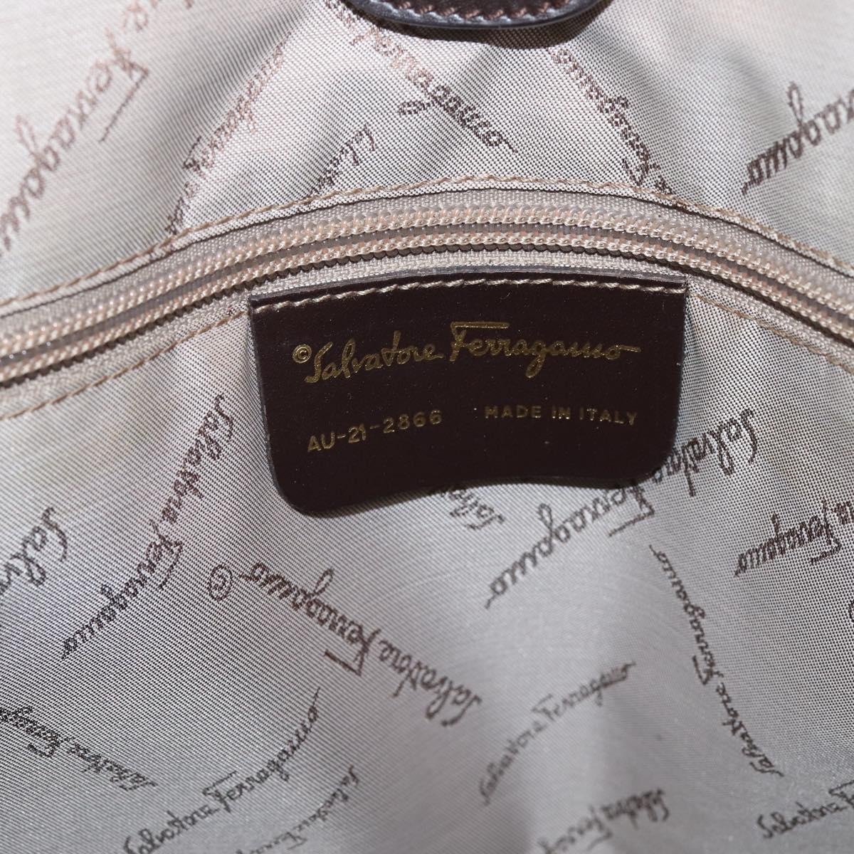 Salvatore Ferragamo Tote Bag Canvas Beige Gold Auth 205248
