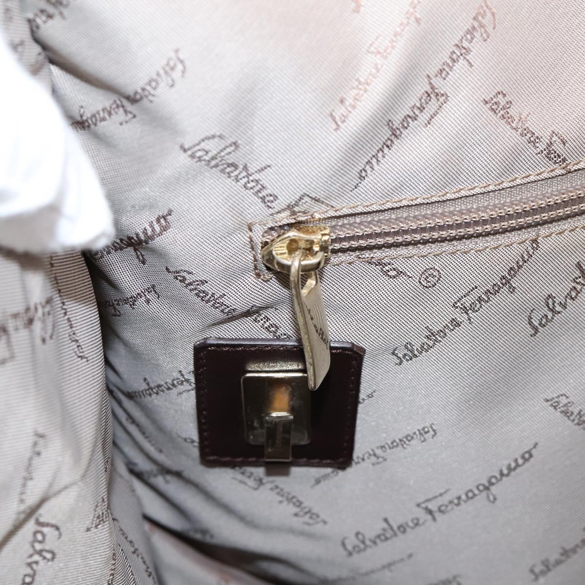 Salvatore Ferragamo Tote Bag Canvas Beige Gold Auth 205248