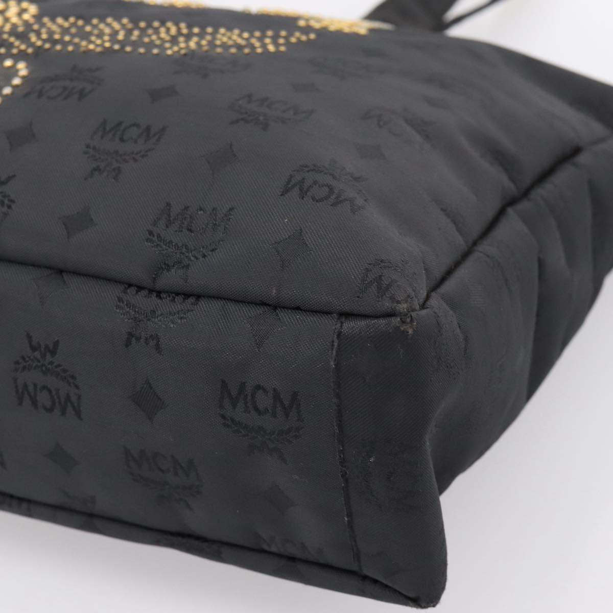 MCM Logogram Vicetos Tote Bag PVC Black Gold Auth 205249