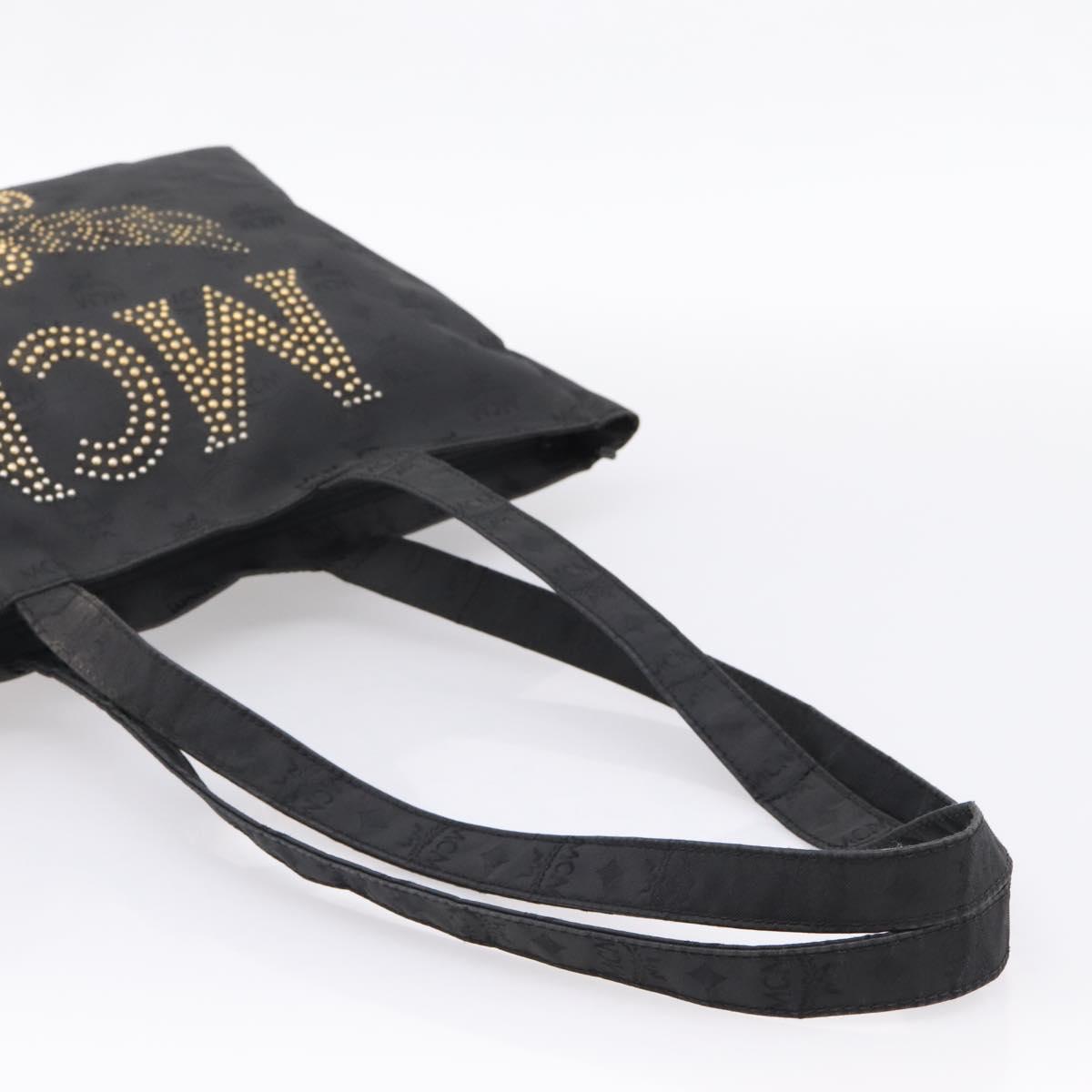 MCM Logogram Vicetos Tote Bag PVC Black Gold Auth 205249