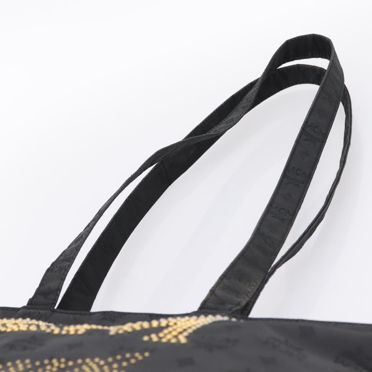 MCM Logogram Vicetos Tote Bag PVC Black Gold Auth 205249