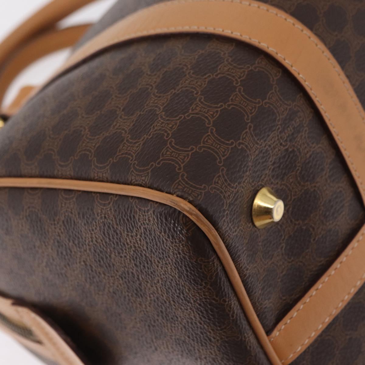 CELINE Macadam Canvas Hand Bag PVC Leather Brown Gold Auth 205250V