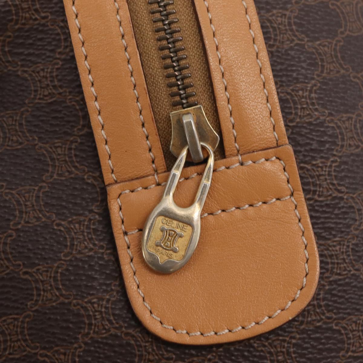 CELINE Macadam Canvas Hand Bag PVC Leather Brown Gold Auth 205250V