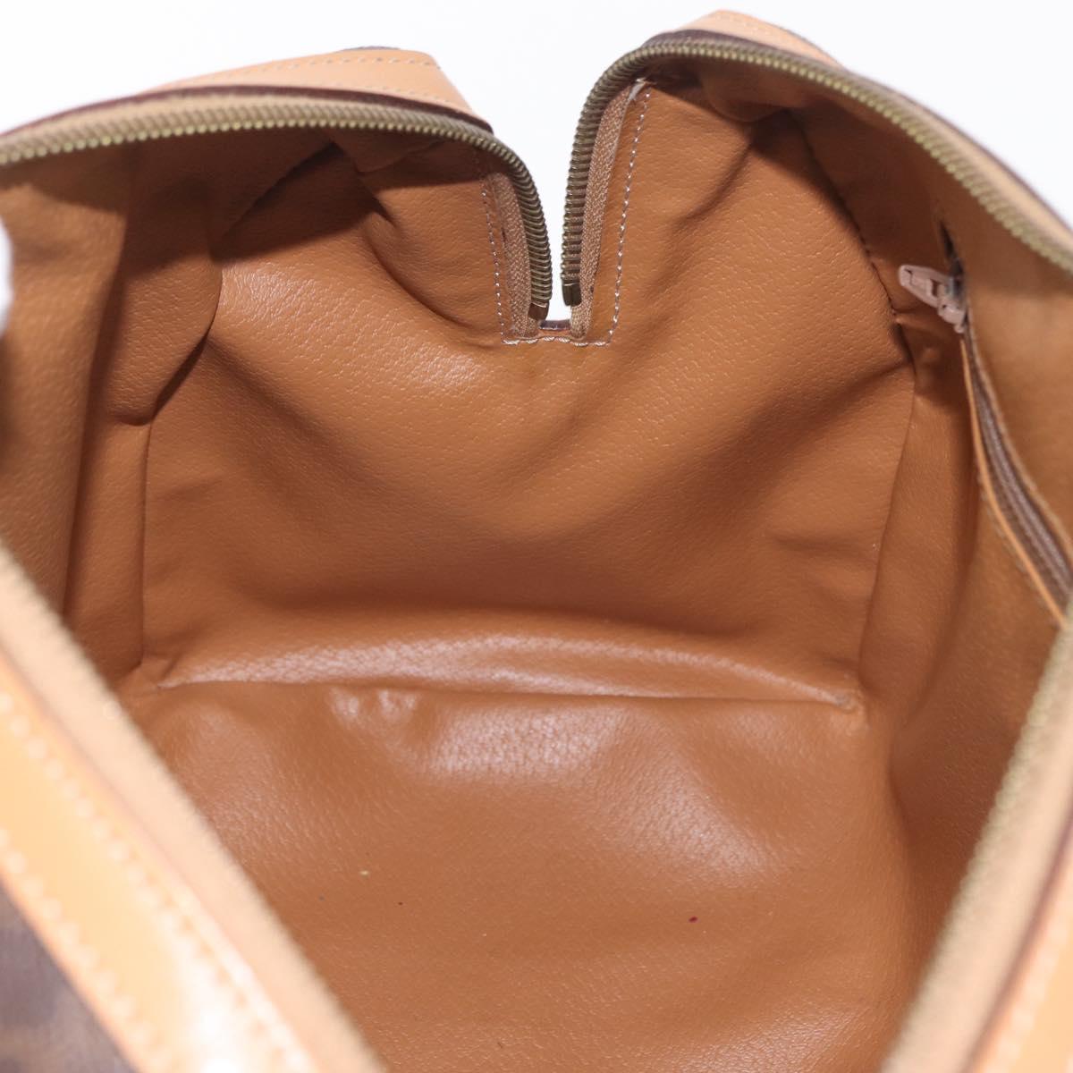 CELINE Macadam Canvas Hand Bag PVC Leather Brown Gold Auth 205250V