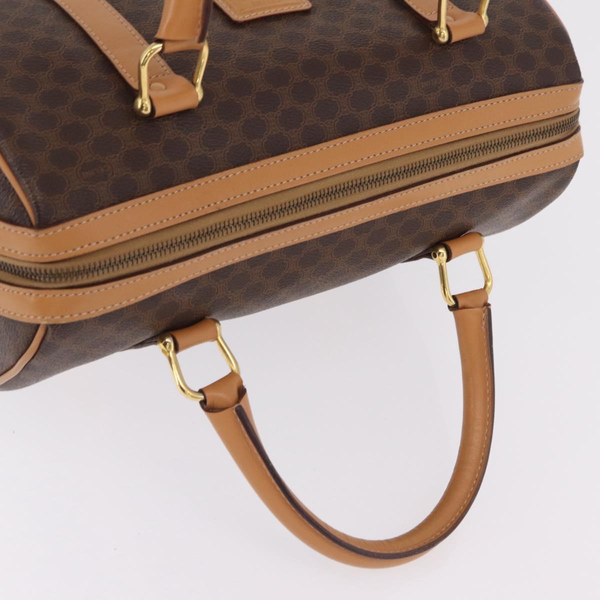 CELINE Macadam Canvas Hand Bag PVC Leather Brown Gold Auth 205250V