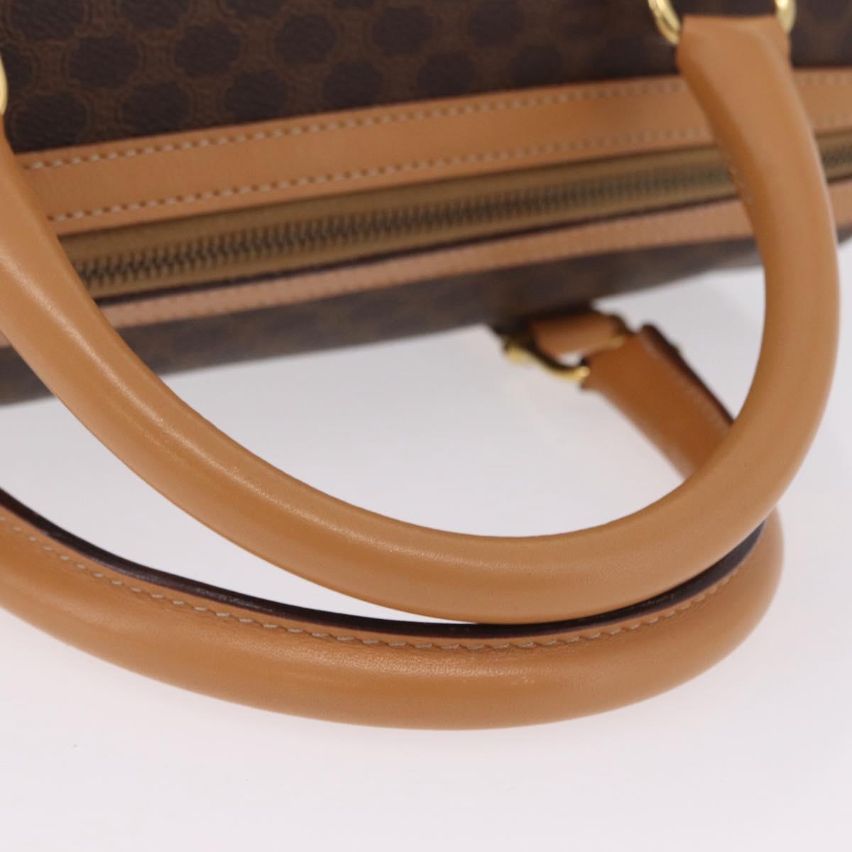 CELINE Macadam Canvas Hand Bag PVC Leather Brown Gold Auth 205250V
